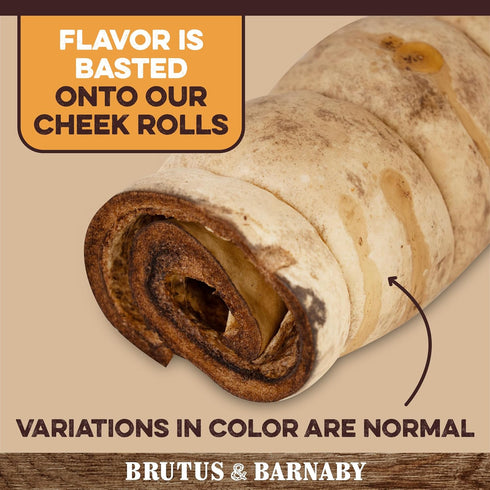 Premium Beef Cheek Rolls for Dogs 10-12" (5-Pack), Peanut Butter Flavored, Safe & Natural Rawhide Alternative Chews