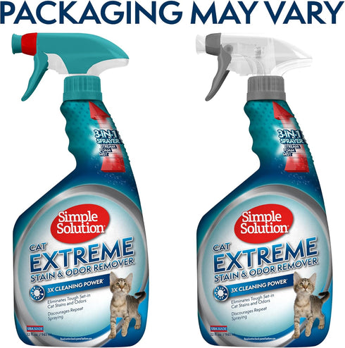 Simple Solution 32 Ounces Cat Extreme Pet Stain and Odor Remover | Enzymatic Cleaner with 3X Pro-Bacteria Power