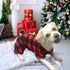 Pet Christmas Pajamas, X-Large Red Black Buffalo Plaid Jumpsuit for Dogs & Cats, Soft Winter Clothes