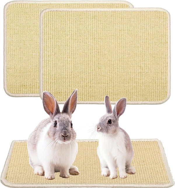 KABASI 2PCS Rabbit Scratcher Mat, Natural Bunny Chew Toys Scratching Pad for