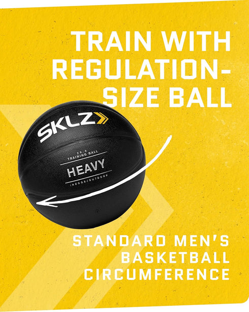 29.5" 3-lb SKLZ Weighted Training Basketball, - Heavy Training Ball - Black, Quality Faux Leather Construction