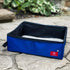 Portable 2-in-1 Double Pet Kennel/Shelter, Black/Royal Blue Fabric, 20"x20"x39", Car Seat-Belt Fixture Included