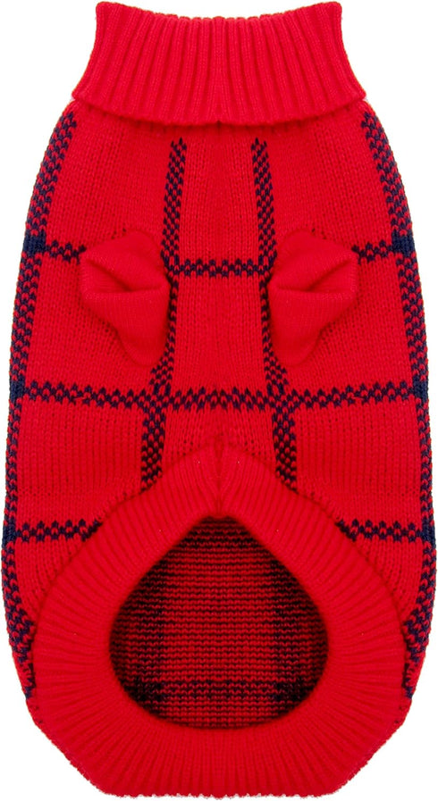 Turtleneck Dog Argyle Sweater for Small Dogs and Cats