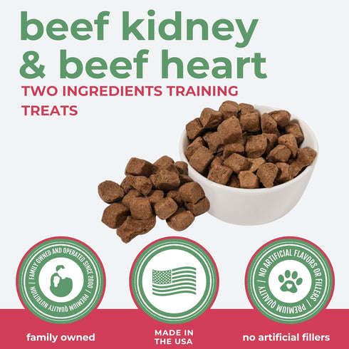 2.5 oz Momentum Carnivore Nutrition Freeze-Dried Beef Training Bites Two Ingredients-Beef Kidney and Heart, Grain-Free