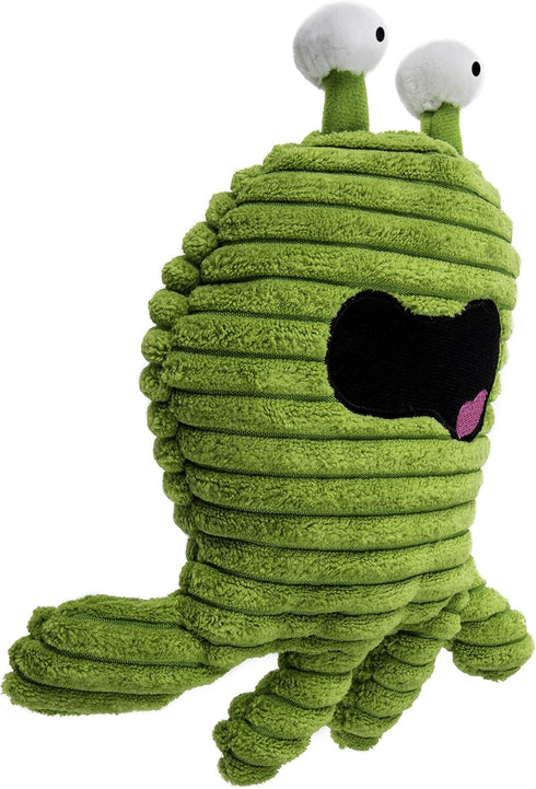 goDog PlayClean Germs Squeaky Plush Dog Toy, Green, Small with Chew Guard Technology