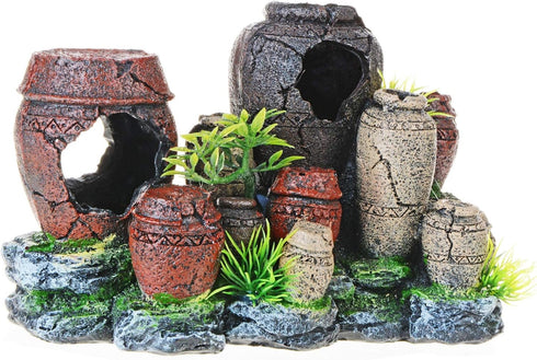 Saim Aquarium Decorations, Artificial Antique Barrels Crafts for Fish Tank Ornament.