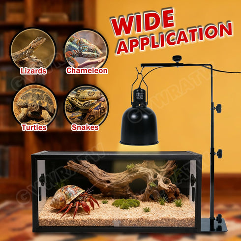 16.6-31 inch Reptile Lamp Stand, Adjustable Domes Heat Lamp Metal Bracket Floor Light Holder for Reptile Terrarium