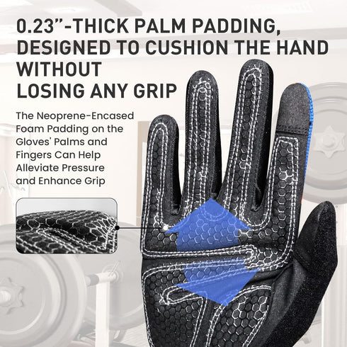 Full Finger Workout Gloves Weight Lifting Touchscreen for Men Women with Padding, Full Hand Gym Exercise Gloves Male