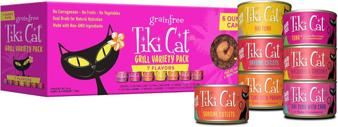 Tiki Cat Grill, Tuna & Crab Surimi, High-Protein Wet Whole Foods Cat Food for All Life Stages, 6 oz. Cans (Pack of 8)