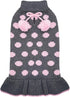 KYEESE Turtleneck Dog Sweater Dress for Small Dogs, Polka Dot Knit Pullover with Leash Hole, Warm Pet Sweater