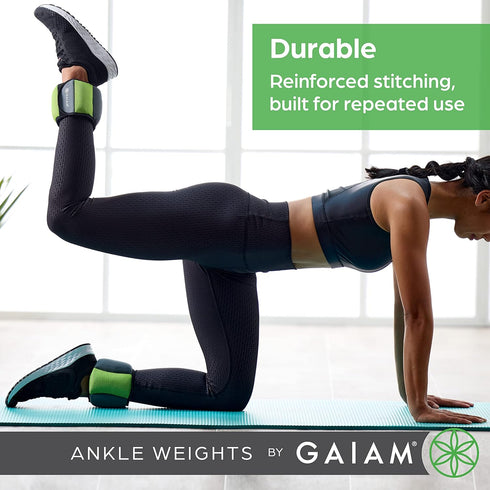 Gaiam Ankle Weights, Strength Training Weight Sets for Women & Men, Adjustable Straps for Walking, Running, Pilates