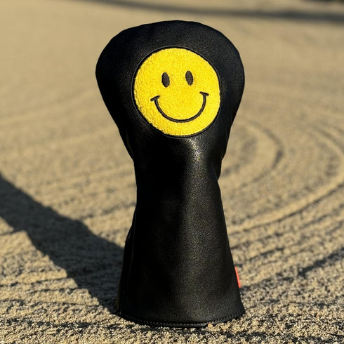 Funny Happy Smile Emoji Driver Headcovers | Smiley Face Club Covers with Rubber Magnet for Secure Positioning