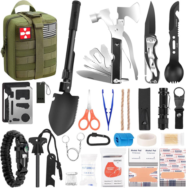 Kleclcw Gifts for Men Christmas Dad, Survival Kit, 150 PCS Survival Gear and