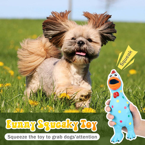 4 Pet(8.6 Pcs Rubber Squeaky Chicken Dog Toys Funny Latex Screaming Interactive Pet Squawkers Cute Dog Gifts