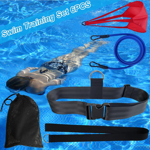 Swimming Resistance Training Set, Aquatic Resistance Belt, Swim Parachute, Pool Harness Trainer, Swim Exercise Accessory