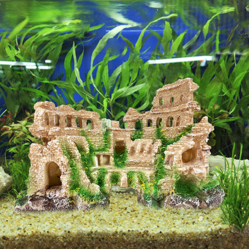Antique Roman Column Ruin Aquarium Decoration - Large Beige Castle Cave for Freshwater and Saltwater