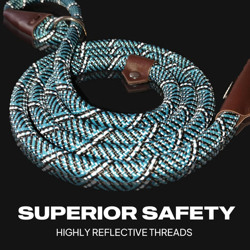 TwoEar Slip Lead Dog Leash - 1/2" x 6FT Reflective Durable Dog Training Leash - Heavy Duty Strong Dog Rope Leash Slip Leash for Medium and Large Dogs Blue