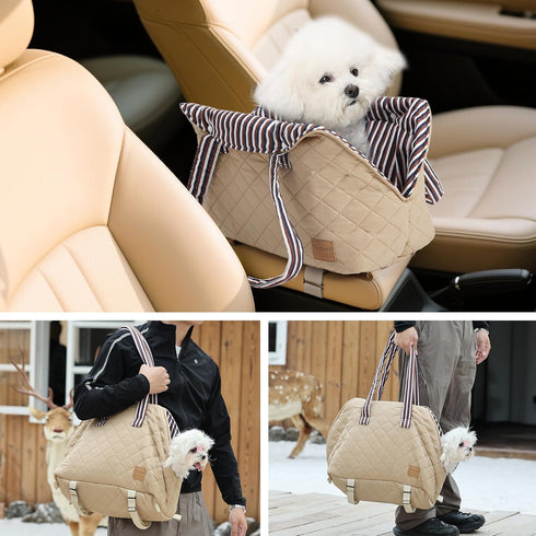 Generic 12 lbs Small Dogs Under Adjustable Portable Center Console Car Seat, Built-in Bubble wrap, Fits Most Cars