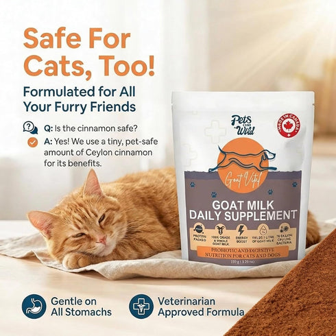 70 Immune 150g (5.29 oz) Pets Gone Wild Goat Milk Powder with Billion Probiotics for Digestive & Support | Use as Milk