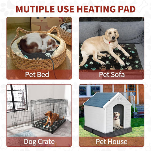Dog Heating Pad 32x20in, Waterproof Pet Heating Pad with Smart Thermostat, Plush Fabric Cover for Whelping Supplies