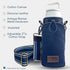 Water Bottle Holder for Walking, Durable Cotton Canvas with Genuine Leather, Insulated Crossbody Strap with Pocket