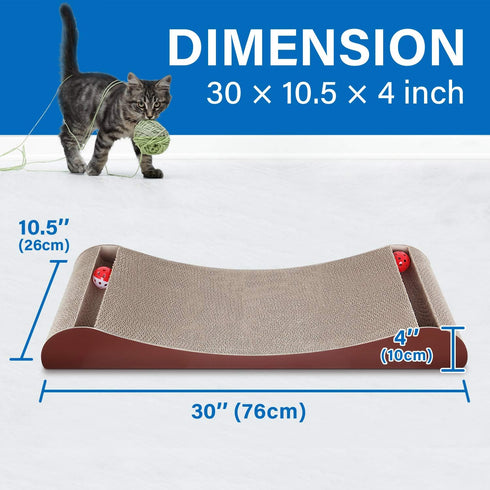 FluffyDream Cat Scratcher Cardboard, Scratching Pad House Bed Furniture Protector, Infinity Shape, Curved (Brown, Bone + Bell)