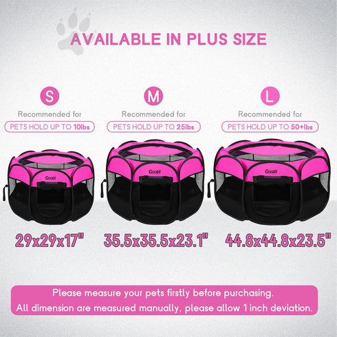 Pet Cat Playpen, Portable Foldable Dog Playpen for Indoor Cats, Outdoor Tent Crate Cage with Zipper Top Cover (Small,