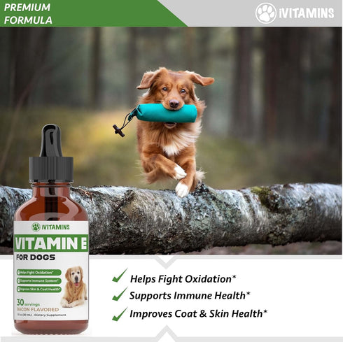 Vitamin E Supplement for Dogs | Dog Immune Support | 1 fl oz | Vitamin E Oil Dog | Dog Vitamins E | Canine Vitamin E