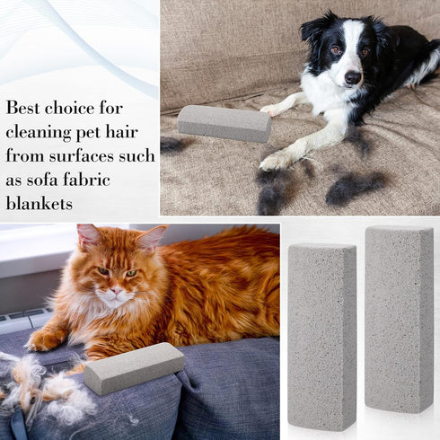 Loopeer 2 Pcs Pet Hair Remover Pumice Stone, 6 Inch Dog Fur Removal Tool for Cleaning Car Interior, Bedding, Carpet