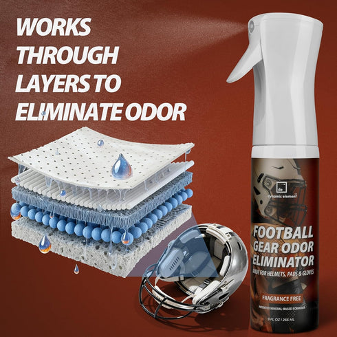 Dynamic Element 9 oz Football Gear Odor Eliminator Spray - Unscented Natural Mineral-Based Deodorizer Spray