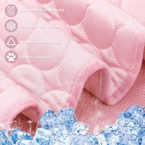 Washable Dog Cooling Mat, Ice Silk Cooling Pad for Dogs, Self Cooling Blanket for Indoor & Outdoor Car Seats