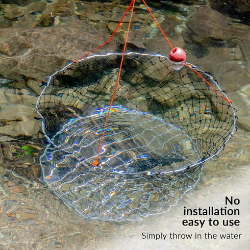 24 QualyQualy Crab Ring Trap Bait with Crab Gague Measure and Bait Clip Crab Net Minnow Trap with Tarred Braided Twine