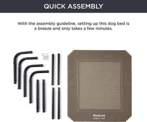 Bedsure Large Elevated Cooling Outdoor Dog Bed, Raised Cots for Large Dogs, Portable Indoor & Outdoor Hammock Bed,