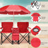 Volowoo Portable Double Folding Picnic Chairs,Double Folding Beach Chairs,Beach Camping Chair W/Umbrella Mini Table