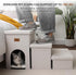 Dog Stairs for High Beds, Folding Pet Steps 17.5"H for Small Medium Large Dogs, Beige Gray with Storage