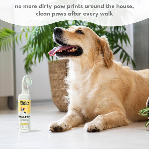 MIGHTY MUTT Waterless Paw Cleaner for Dogs, Made in USA, No-rinse Foaming Cleanser with Brush, Gentle & Hypoallergenic,