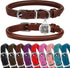 BRONZEDOG Rolled Leather Dog Collar with QR ID Tag for Small, Medium, Large Dogs (XS: 9-11 Inch, Chocolate Brown)