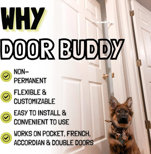 Door Buddy Adjustable Pet Door Latch for Cats - Grey, Dog Proof Litter Box & Feeding Station