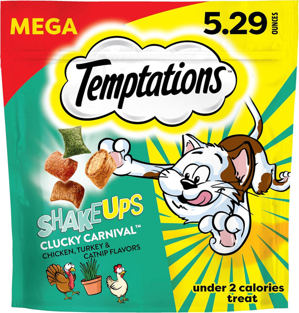 Temptations Cat Treat ShakeUps, Crunchy and Soft Cat Treats, Clucky Carnival, 5.29
