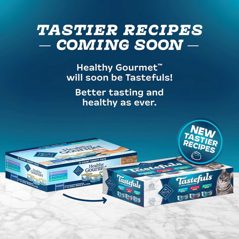 Pack 5.5-oz (12 count- 4 Blue Buffalo Healthy Gourmet Natural Adult Flaked Wet Cat Food Variety Tuna, Chicken, Fish