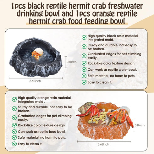 6 Pack Hermit Crab Accessories Hermit Crab Bathing Pool with Ramp Reptile Hermit Crab Water Food Bowls Dish Starter