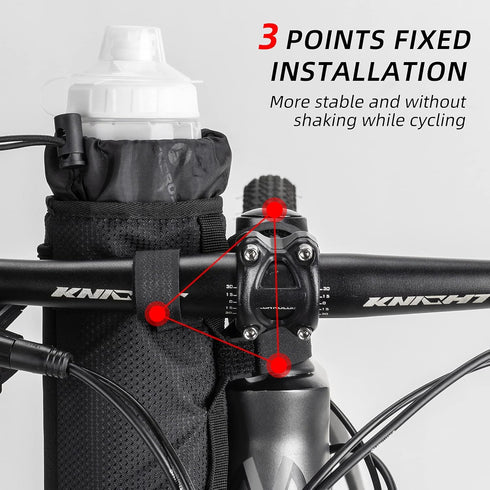 ROCKBROS Bike Water Bottle Holder Bag Handlebar Stem Bag for Mountain Road Bike, Insulated Storage Pouch