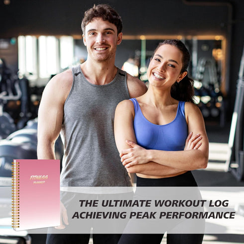Fitness Journal Workout Planner for Women & Men, A5 Sturdy Workout Log Book for Gym & Home Workouts - Pink