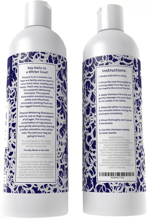 Petpost Dog Whitening Shampoo - 16 oz - Best Lightening Treatment for Dogs with White Fur