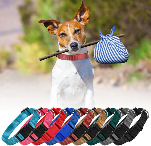 9 Pieces Adjustable Dog Collar for Medium Dogs, Soft Nylon with Quick Release Buckle, Retro Colors