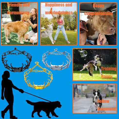 Prong Training Collar for Dogs, Adjustable Dog Pinch Collar with Quick Release Buckle, No Pull Collar for Small Medium