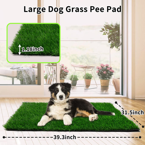39.3 31.5 Inches Use(1 Pack) Grass Pad for Dogs x Fast-Drain Artificial Grass for Pets Potty Training, Easy to Clean