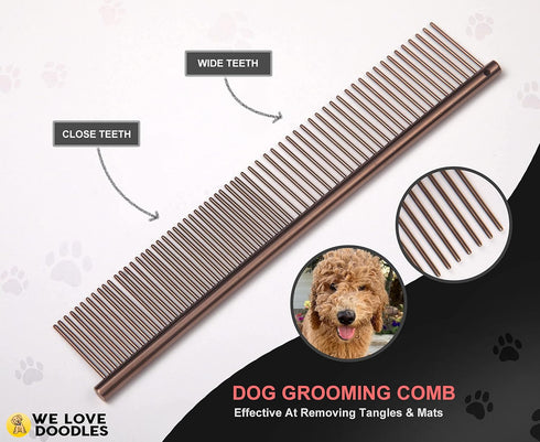 4 Set Dog Grooming Scissors Kit - Best Tools for Goldendoodles & Poodles - Straight, Curved & Thinning Shears