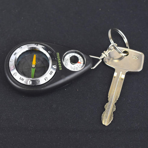 Small Compass and Thermometer Keychain for Camping, Hiking, Backpacking, Survival Tool