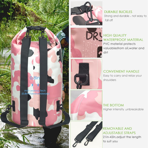 Waterproof Dry Bag Backpack, 5L/10L/20L/30L/40L, Roll Top Floating Storage Bags for Kayaking, Boating, Swimming, Hiking
